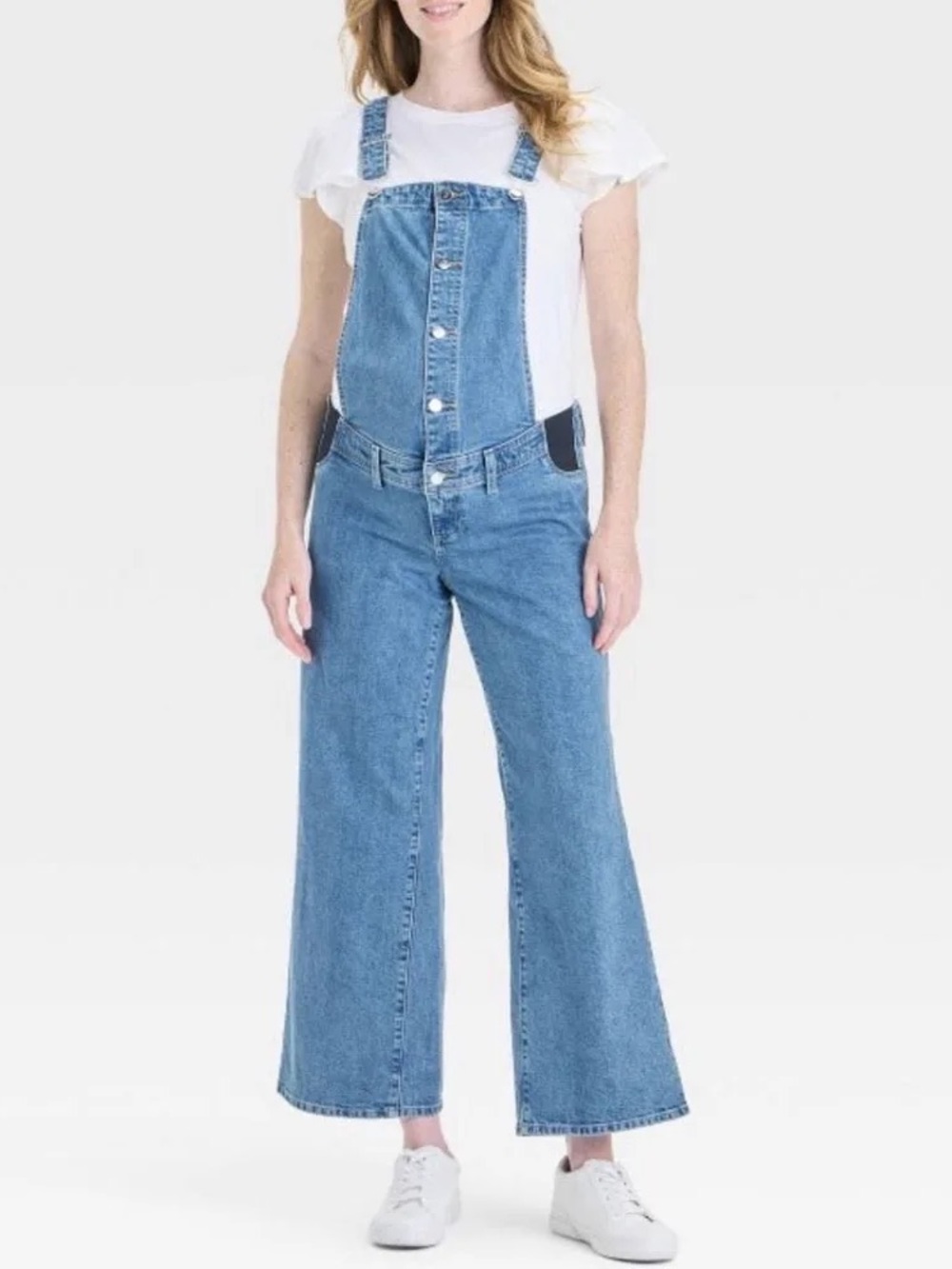 Ingrid & Isabel Light Blue Denim Wide-Leg Overalls maternity jeans romper